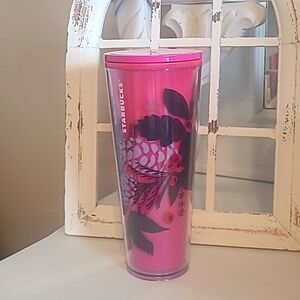 Starbucks holiday 2021 collectible pink pine cone color changing Tumblr. 9 in "